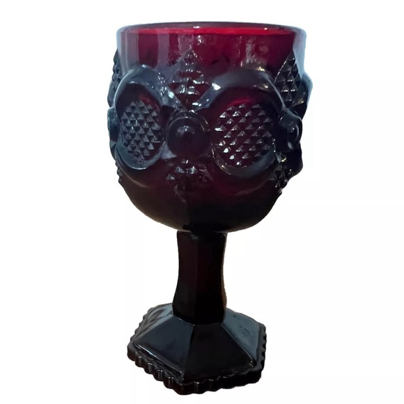 Vintage Avon Cape Cod 1876 Ruby Red Glass 1 Small Cordial Wine Goblet Textured - Picture 2 of 10